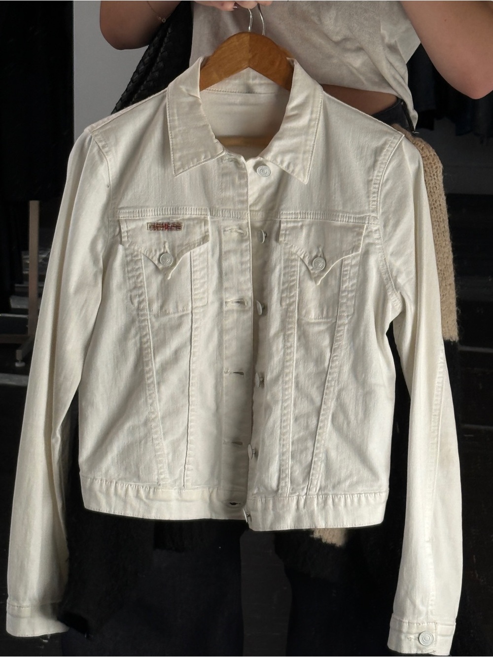 Women's Western White Denim Jacket - Tailored Button-Front Jean Jacket